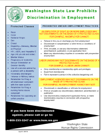 Washingtone State Law Prohibits Discrimination in Employment